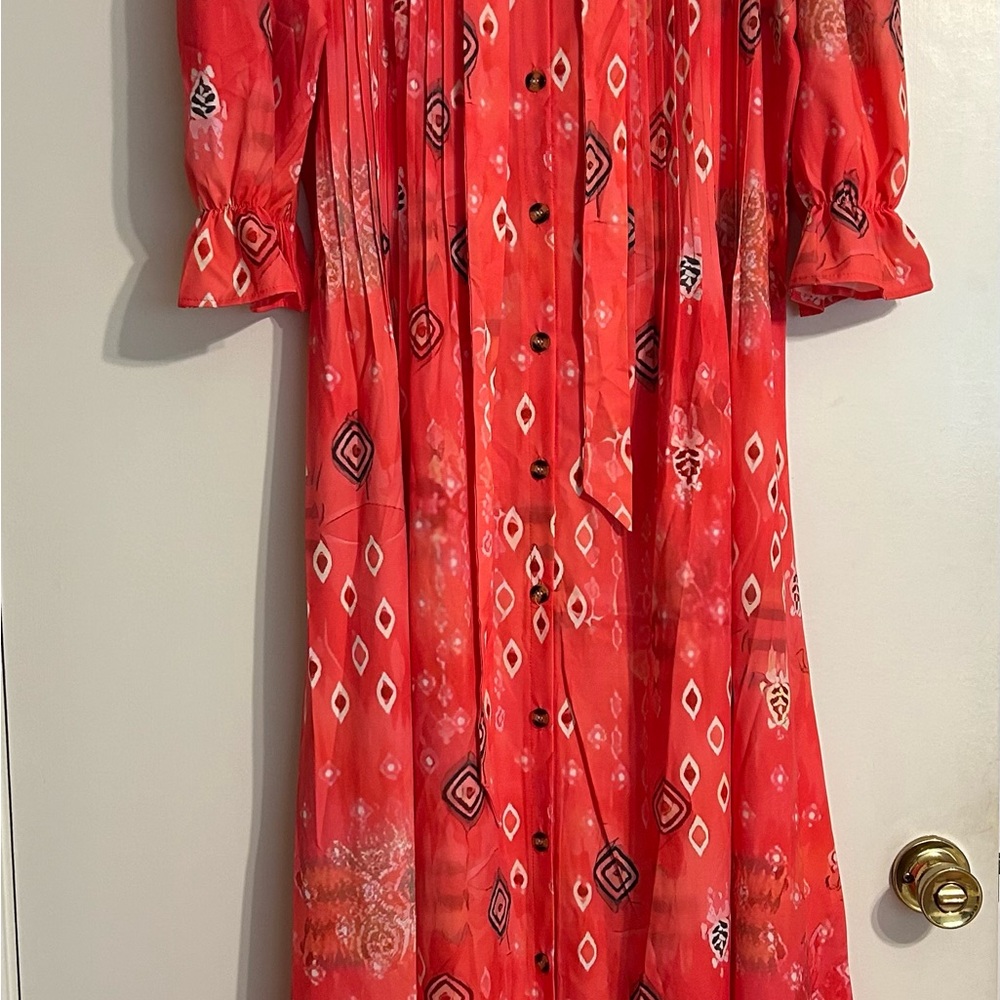 Coral Patterned Maxi Dress